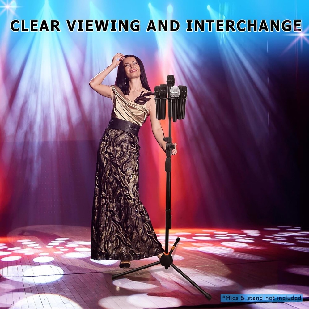 "Microphone Holder Multi Mic Holder for Wired and Wireless Mics Multiple Micro..