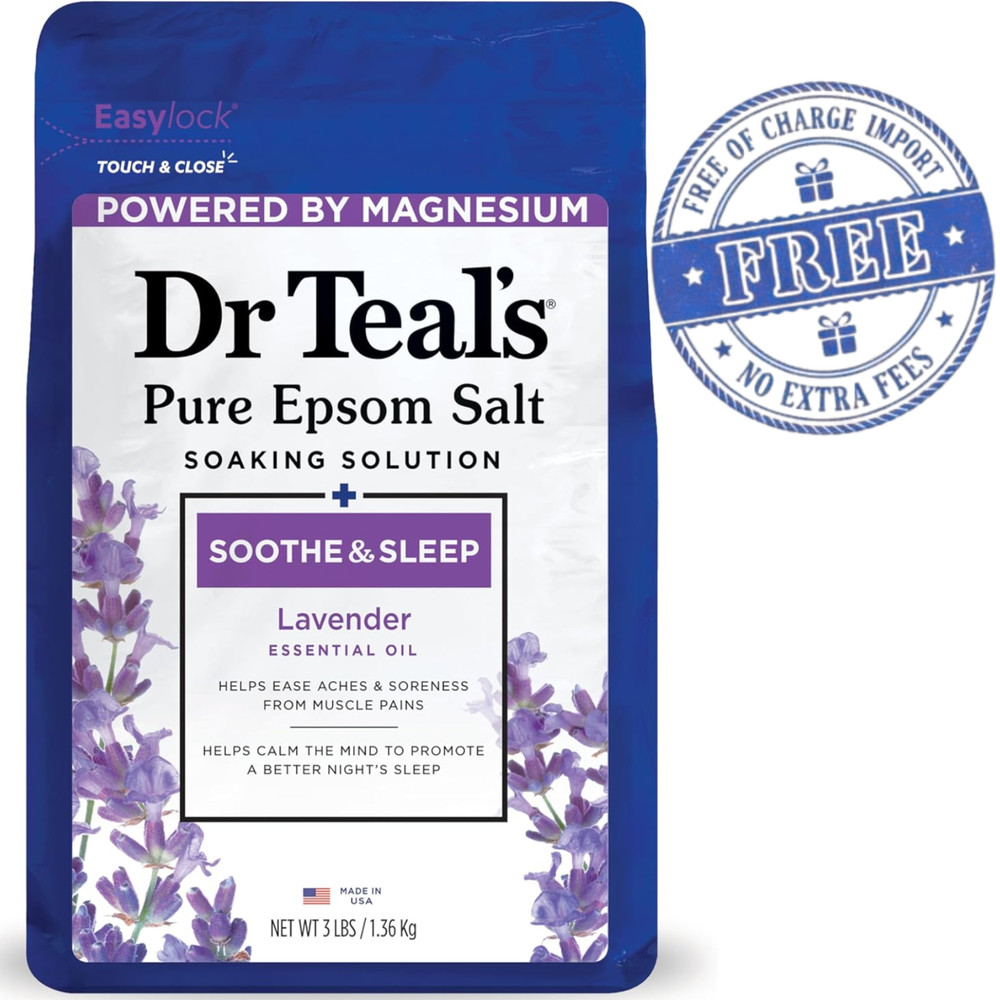3 Lbs Dr Teal's Epsom Salt Soaking Solution, Soothe & Sleep, Lavender