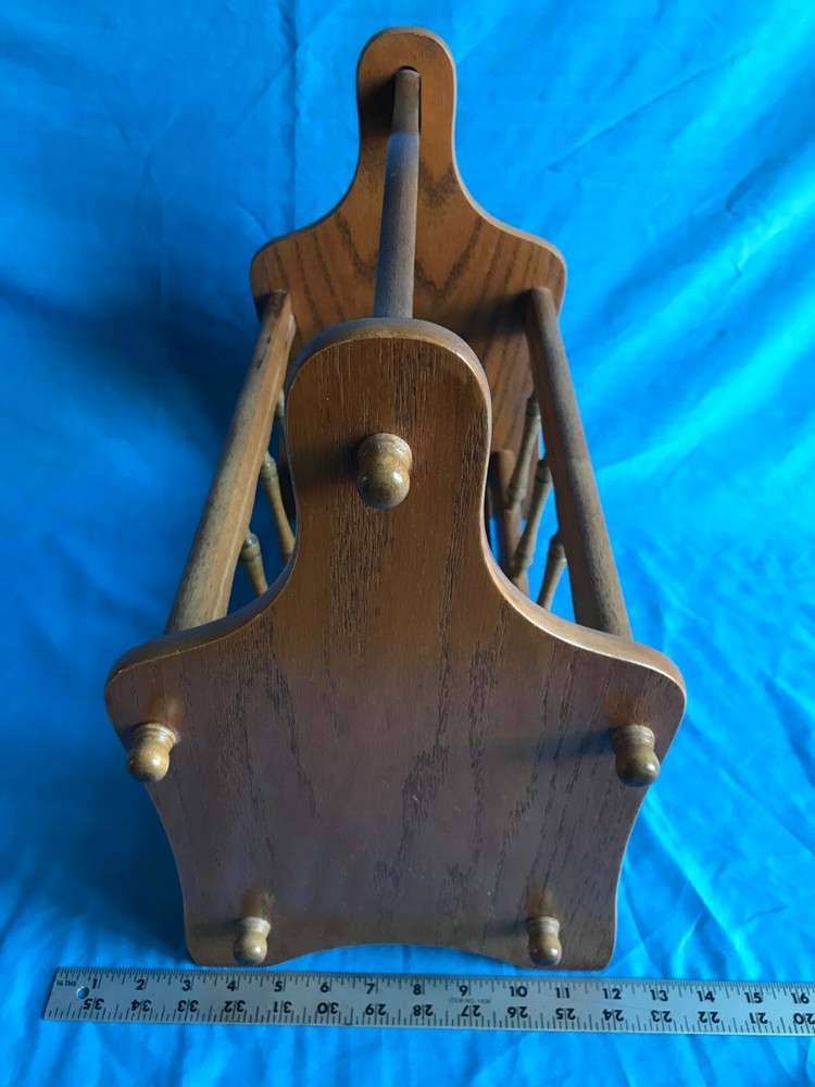 Vintage Solid Wood Spindle Magazine / Book / Craft / Sewing Rack with Handle