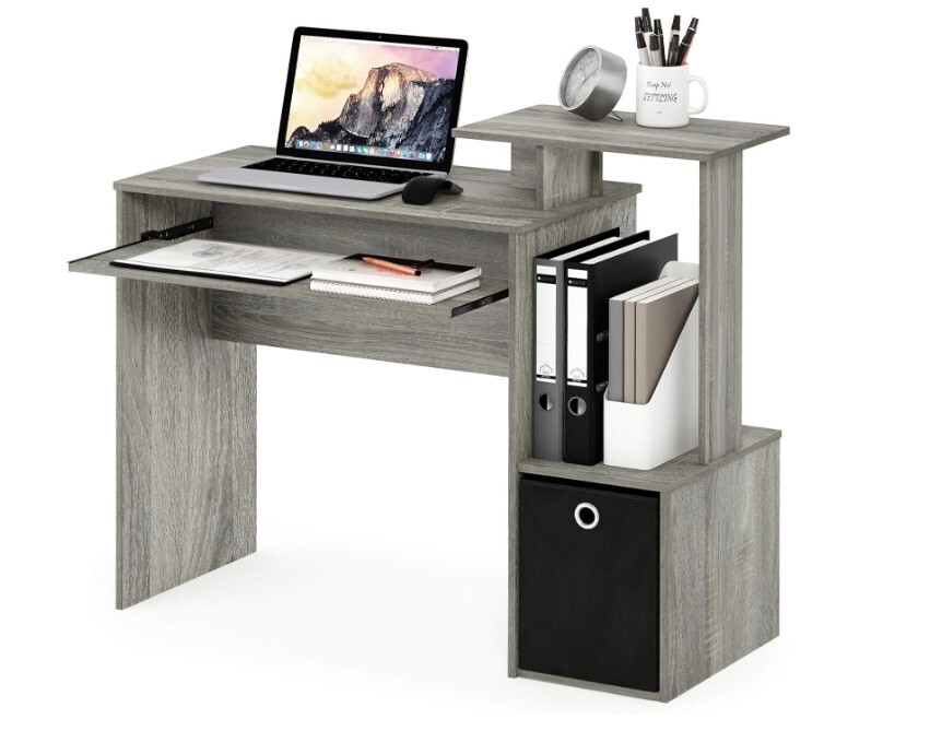 Econ Multipurpose Home Office Computer Writing Desk, French Oak Grey