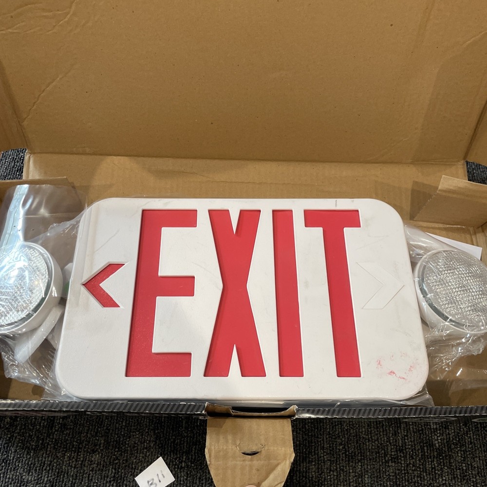 Hubbell Lighting Compass CC Series LED Exit Sign Emergency Light Green Letters