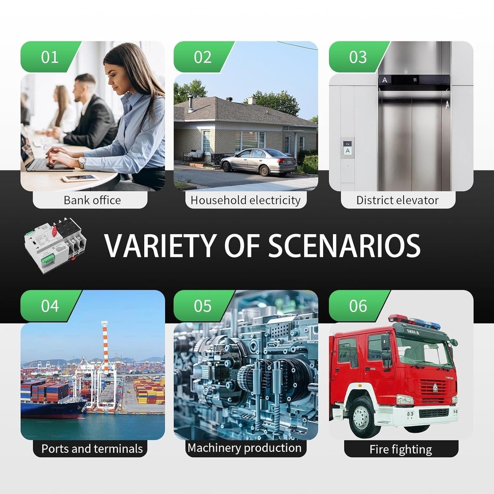 Durable 63A 3 Pole ATS 110V Automatic Manual Transfer Switch Home Generator