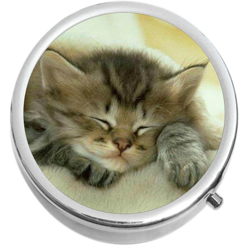 Napping Kitty Cat  Medicine Vitamin Pill Box