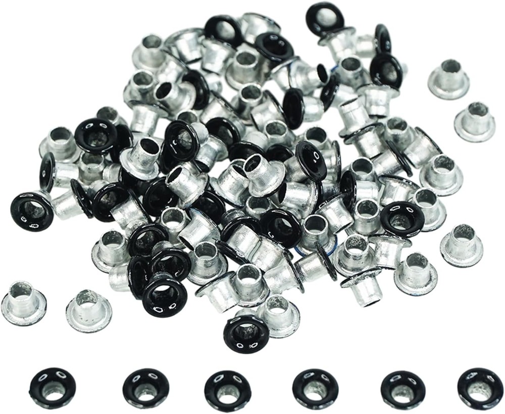 Multi-Purpose 1/8" Quicklet Eyelets - 200 Durable Black Aluminum Craft Fasteners