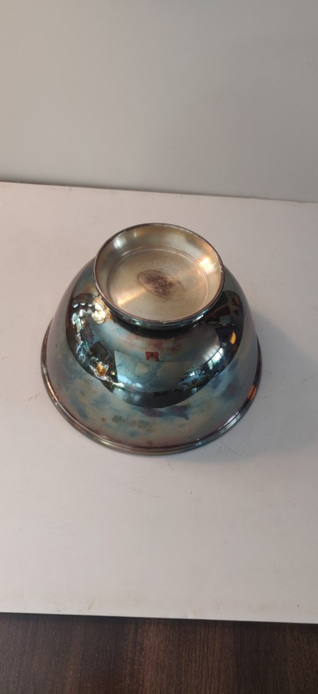 TOWLE Silverplate Bowl With Teal Enamel Inside