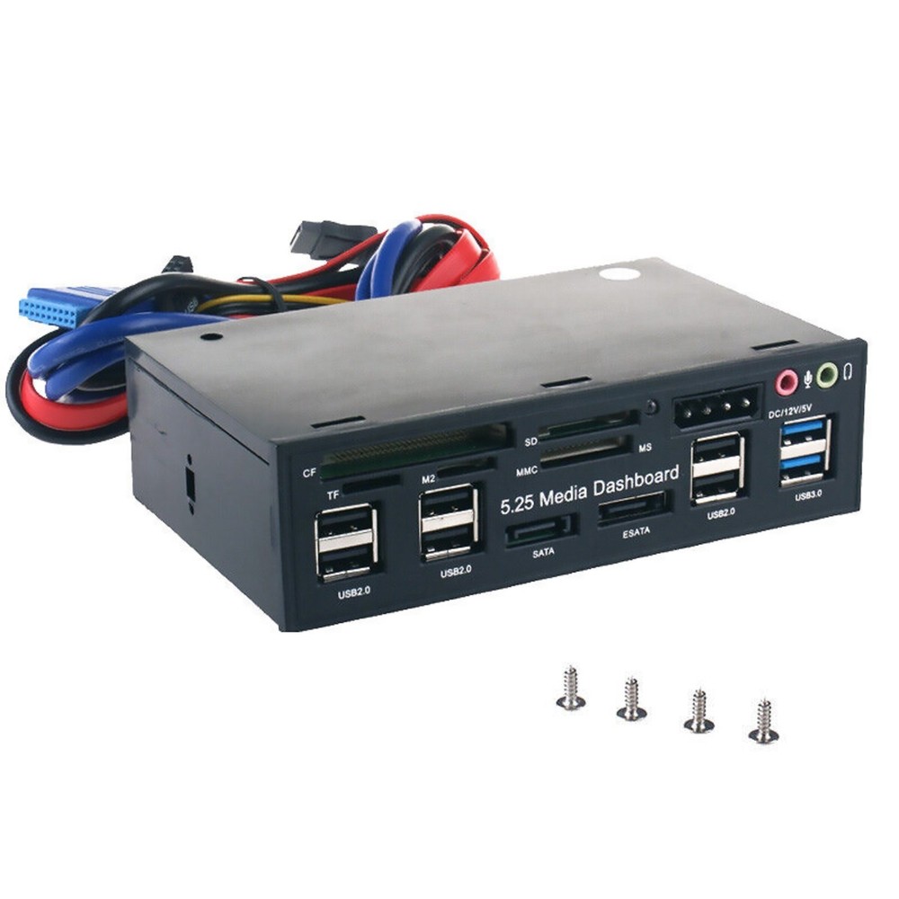 5.25" PC Front Panel Dashboard Media USB 3.0 Hub Audio Esata SATA Card Reader