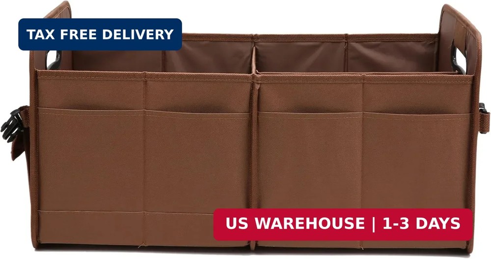 AOKJOY Car Trunk Organizer, Brown, Foldable, Non-slip, Adjustable, Multiple Comp