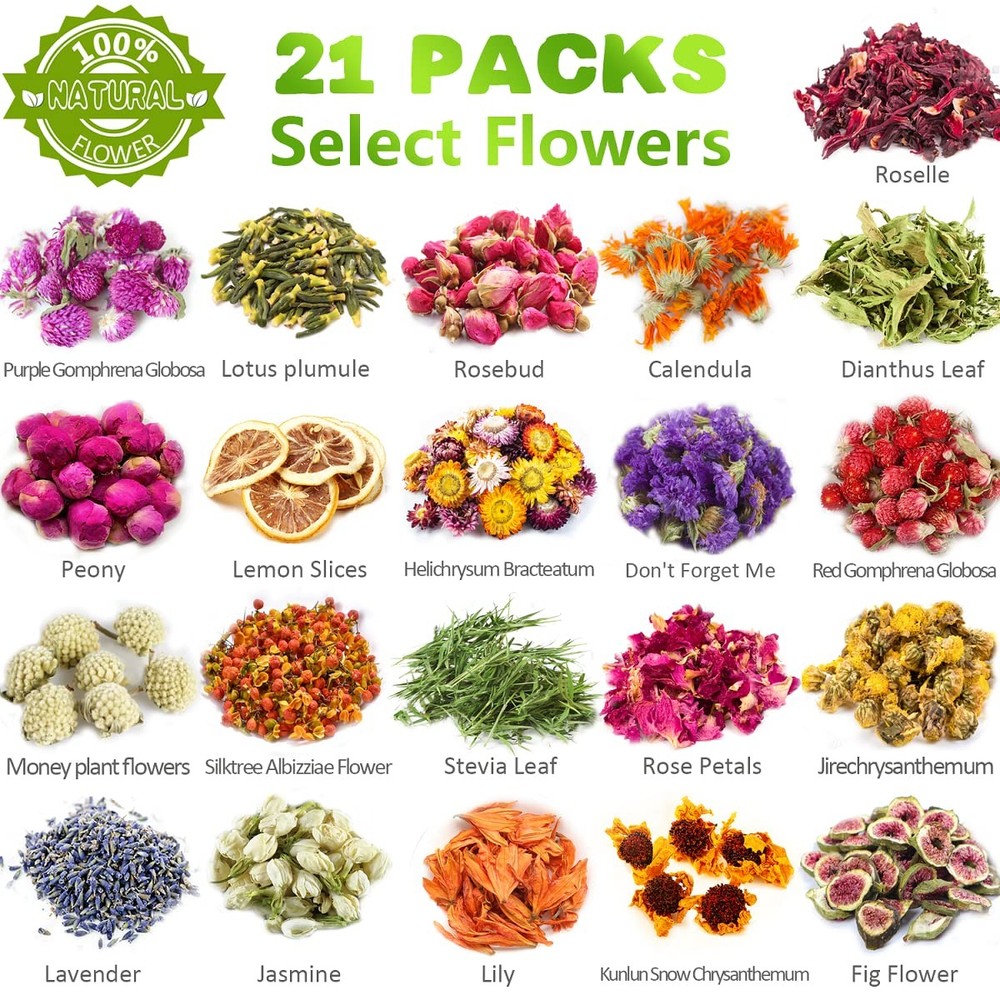 [Latest] 21 Pack Dried Flowers for Candle Making, 100% 21