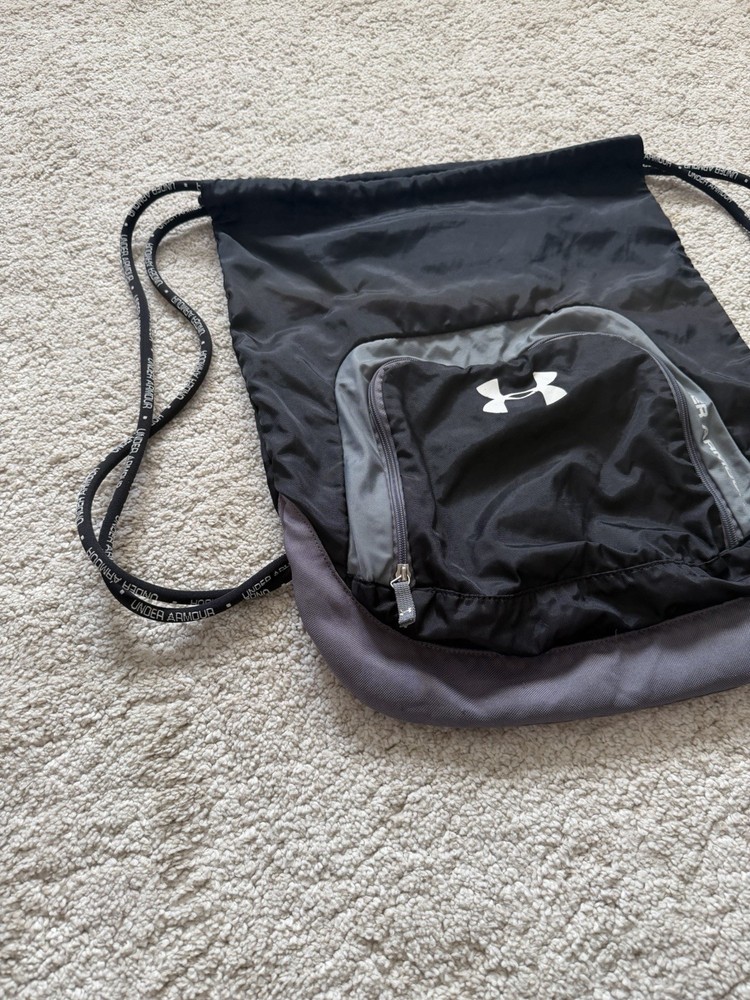 Under Armour Black And White Drawsting Gym Bag Backpack