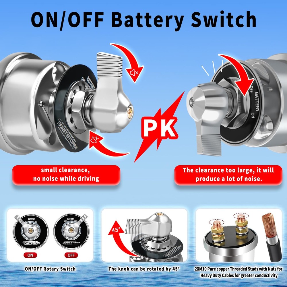 Battery Switch with Mounting Bracket and Cable, Cable
