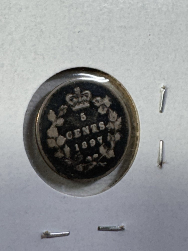 1897 Canada 5 Cents Small Silver Coin