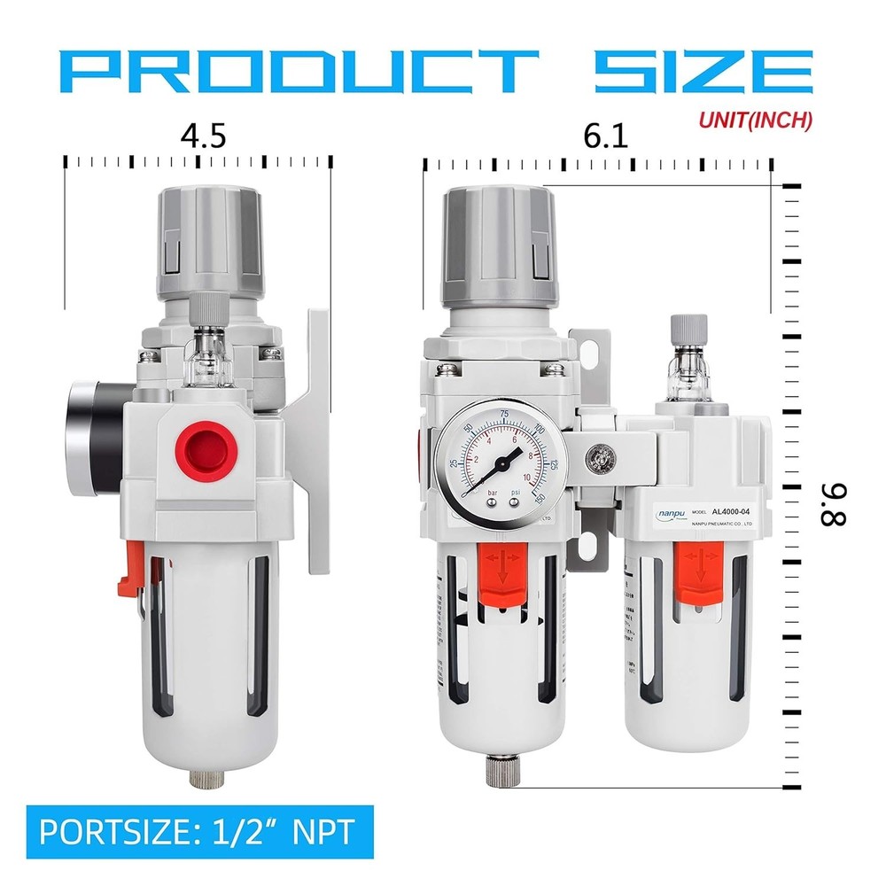 Compressed Air Filter Regulator Combo for Enhanced Performance & Safety