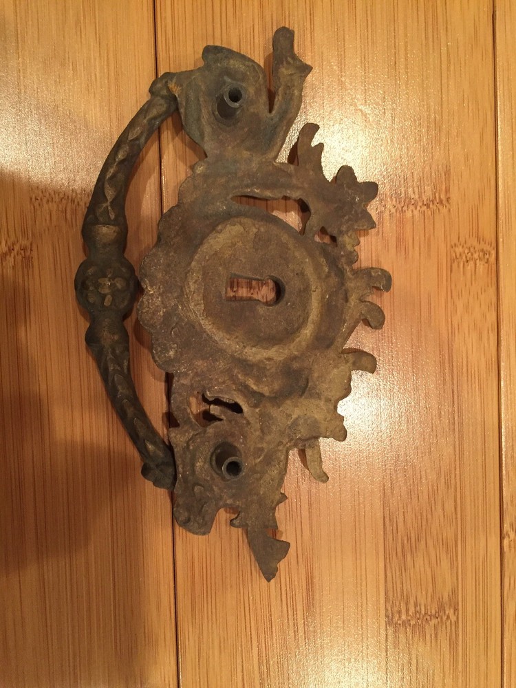 ANTIQUE FRENCH CAST BRONZE DRAWER PULL HANDLE ARCHITECTURAL HARDWARE