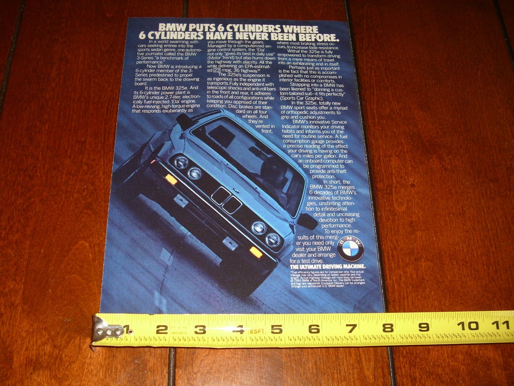 1985 BMW 325e ORIGINAL AD