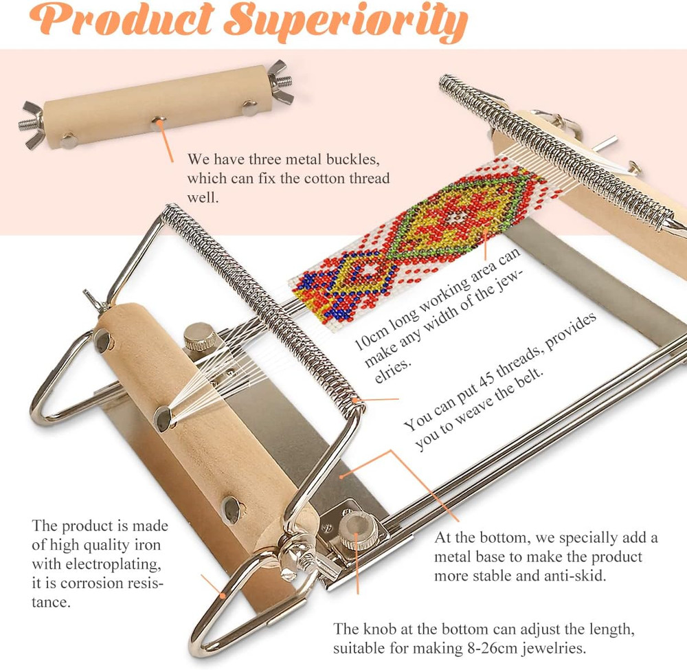 the Third Generation Beading Loom Kit with Seed Beads, Bead Needle,Thread,Needle