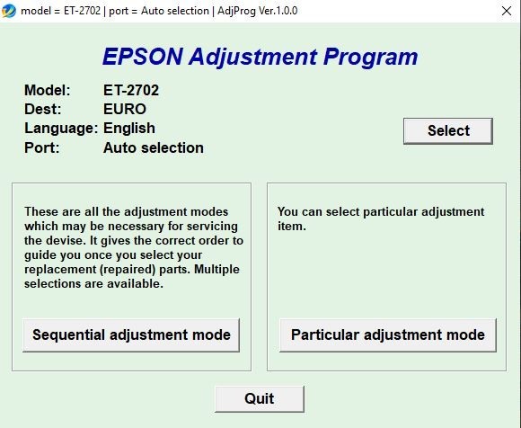 Epson ET2702 Ink Pad Counter Reset Pendrive
