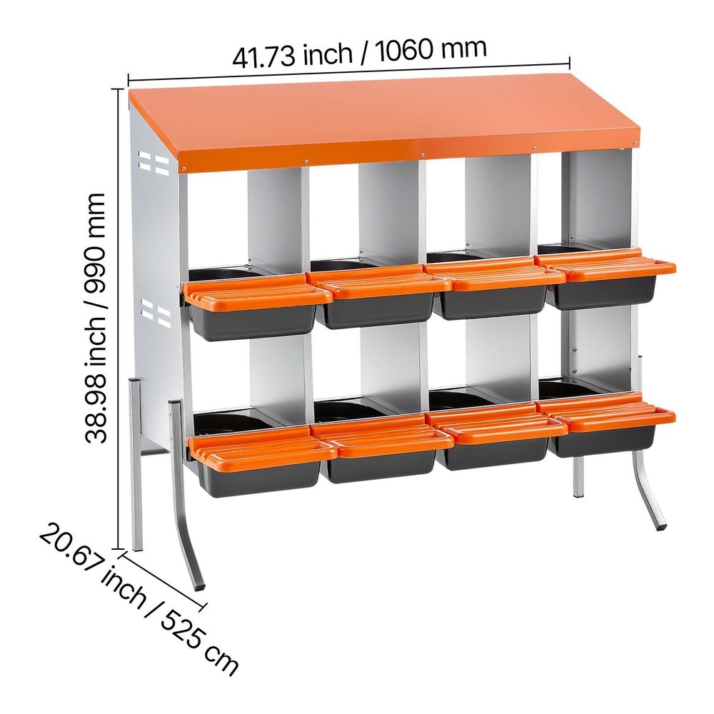 Chicken Nesting Boxes, 8 Compartments, with Support Legs, Easy Egg Collection, G