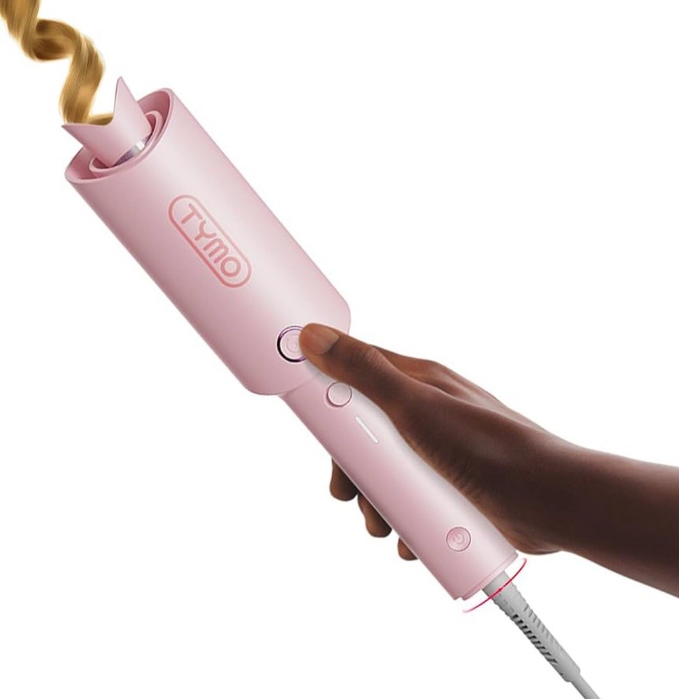 TYMO Automatic Rotating Curling Iron CURLPRO Beach Waves Curling Wand 1" Pink