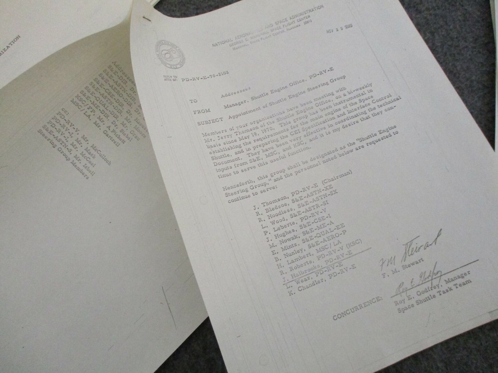 1970-72 NASA MSFC SSME ORBITER DEVELOPMENT/SIGNED AWARD CERTIFICAT-EBERHARD REES