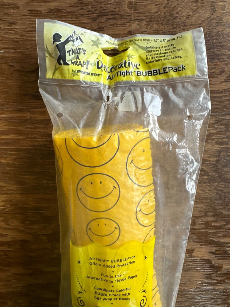 5'x12"x3/16" smiley face BUBBLE WRAP ROLLS SMALL BUBBLES BUBBLEWRAP