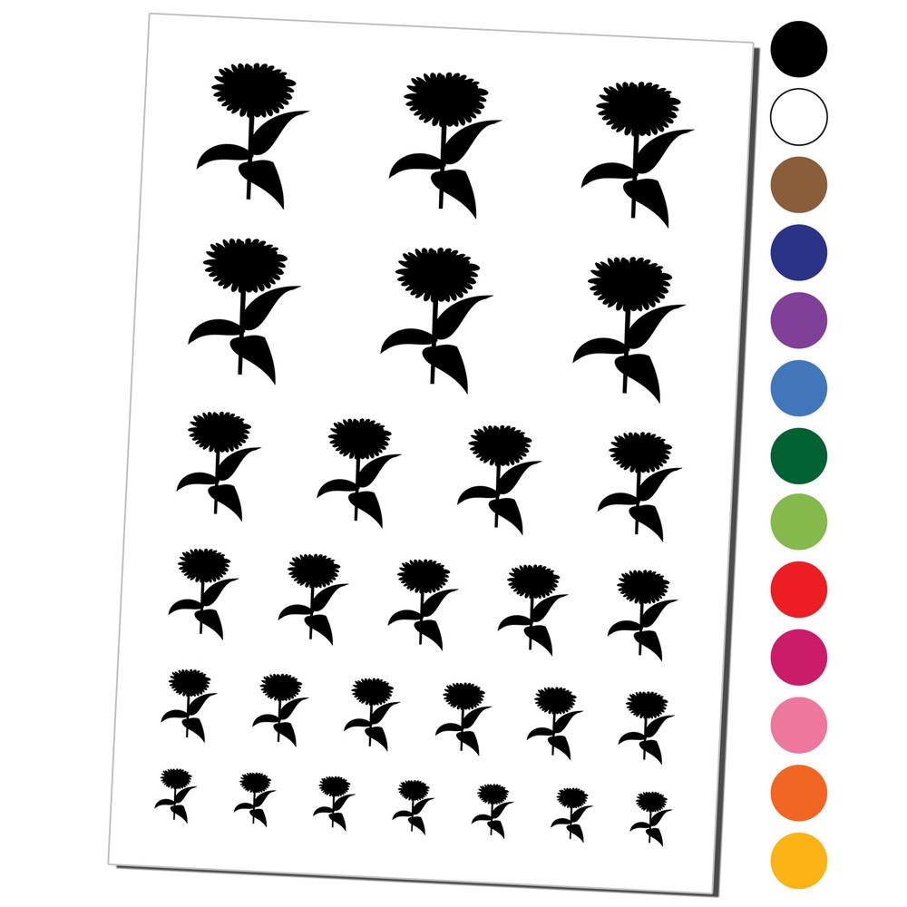 Zinnia Flower Solid Temporary Tattoo Water Resistant Set