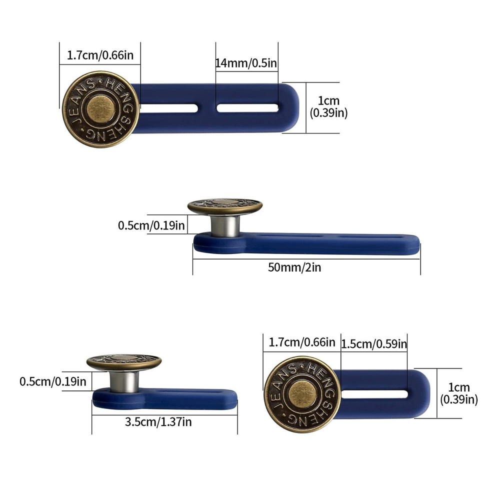 6 Pcs Jean Button Extender, Pants Extender for Moderate, dark blue