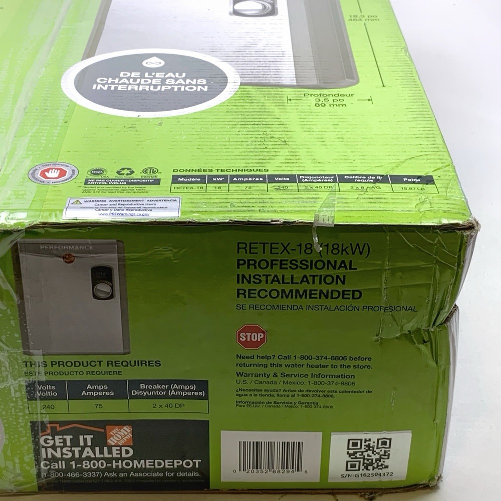 Rheem RETEX-18 Performance 18kW 3.5 GPM Electric Tankless Water Heater 240V NEW