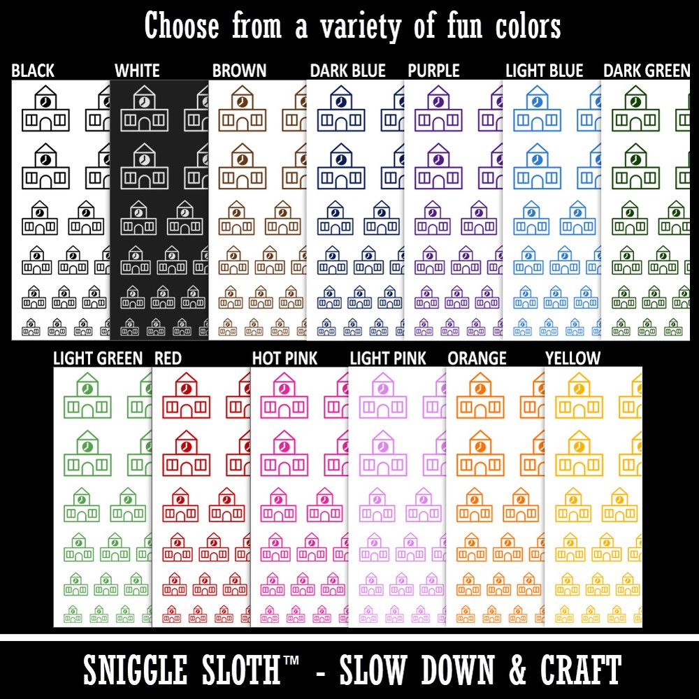 School Building Icon Temporary Tattoo Water Resistant Set