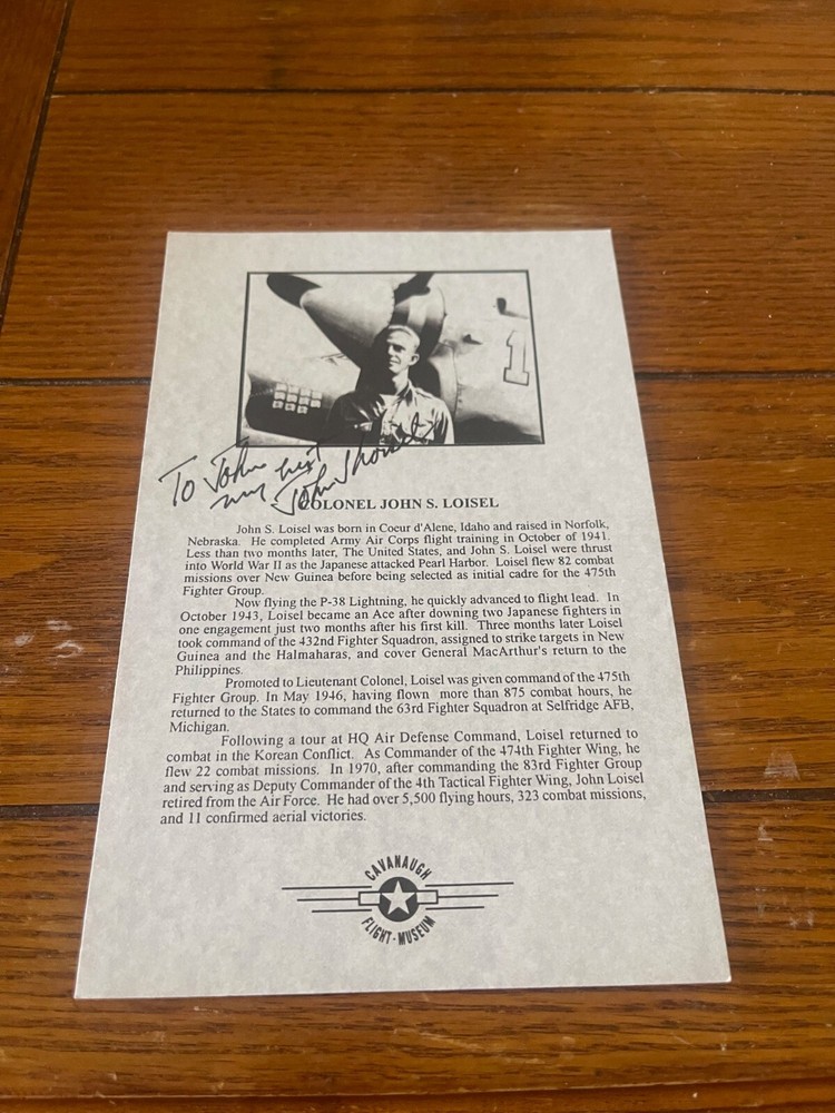 Vintage Cavanaugh Flight Museum Program Signed COLONEL JOHN S LOISEL