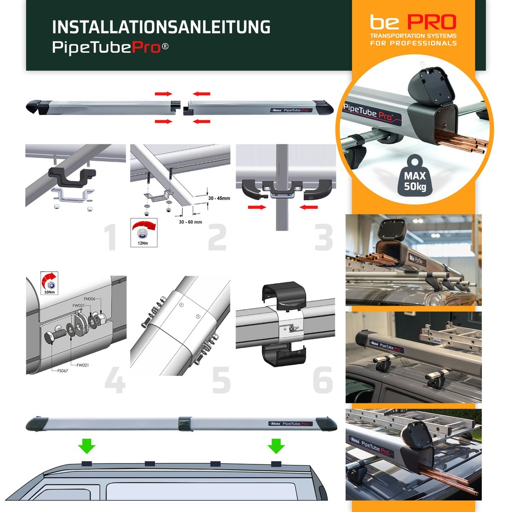 VW Transporter Long 2015-2019 Silver Transport Pipe