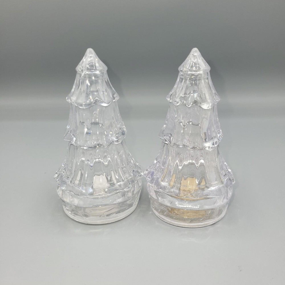 Clear Plastic Christmas Tree Salt and Pepper Shakers