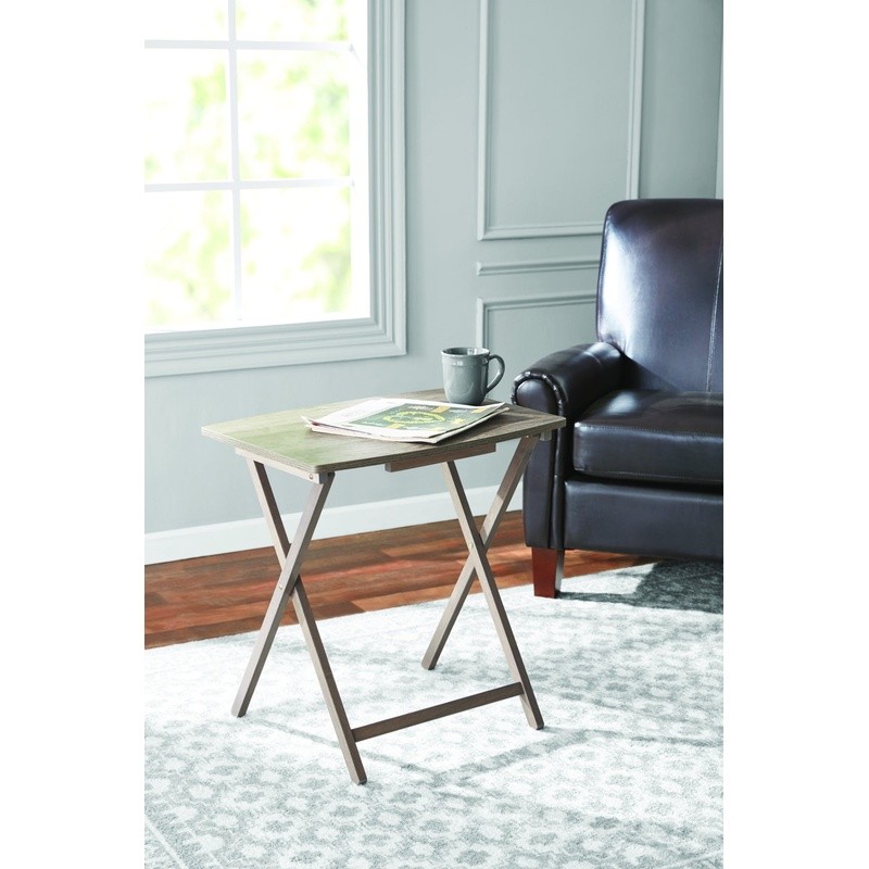 Indoor Folding Tray Table Lightweight Portable Easy Storage Rustic Design Gray