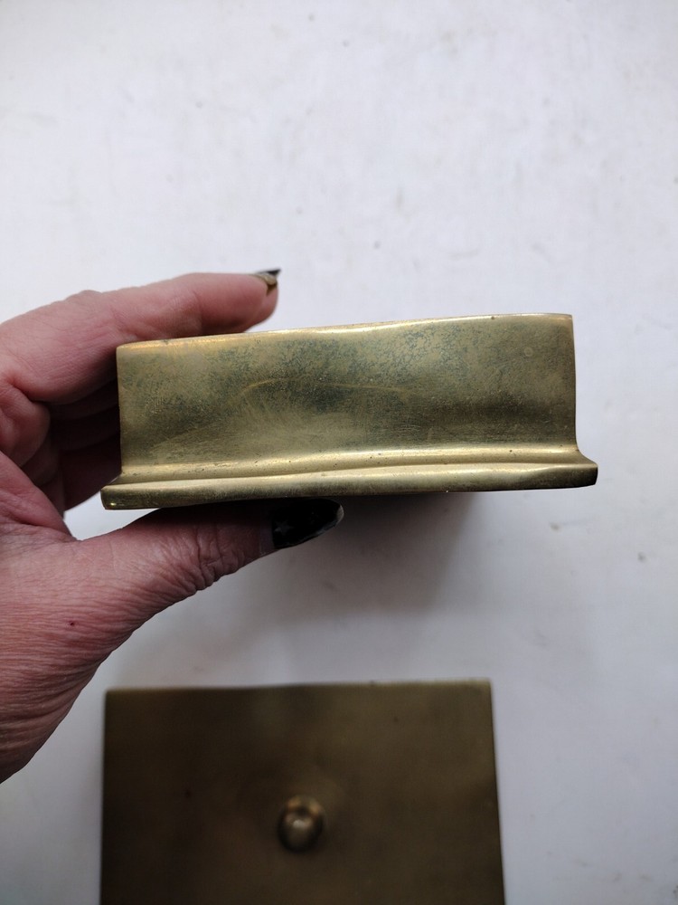 Vtg Handmade Heavy Brass Rectangular Trinket Box, removable Lid , India. 5.5x4in