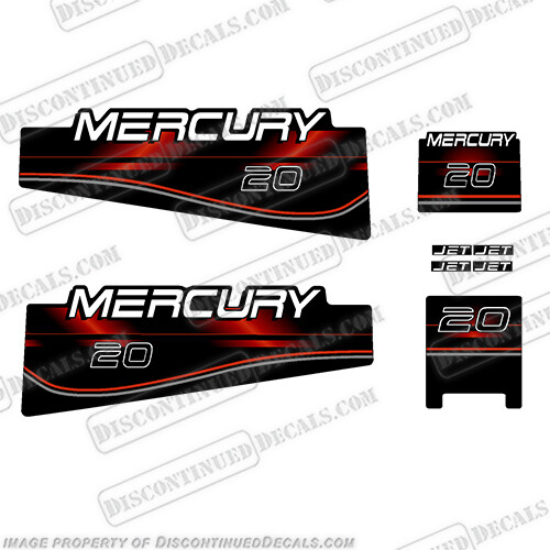 Fits Mercury 20hp Decal Kit - 1996+ (Red)