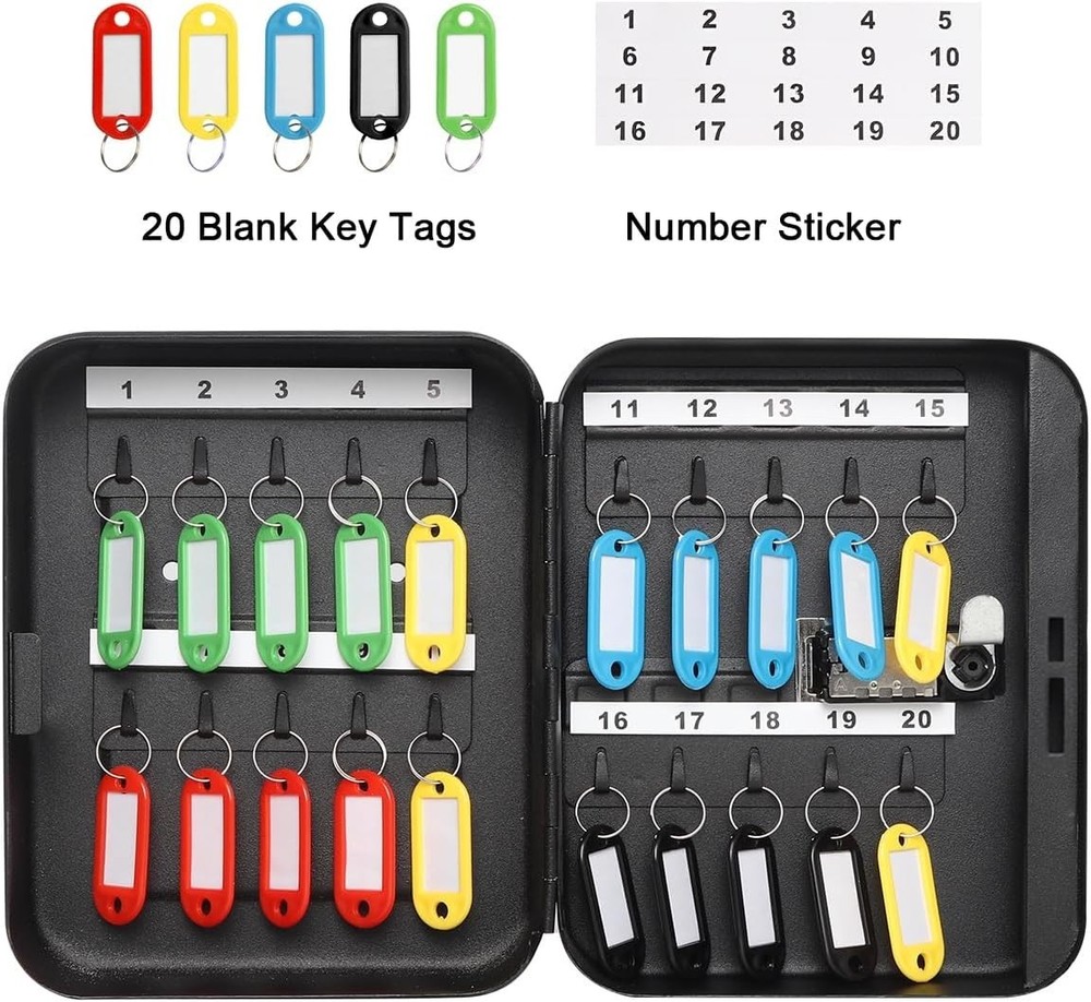 20 Key Storage Lock Box with Code Key Cabinet Organizer Wall Mount