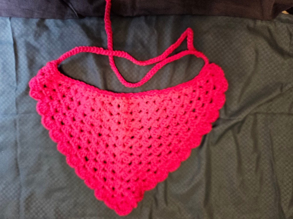 Pink Crochet Bandana