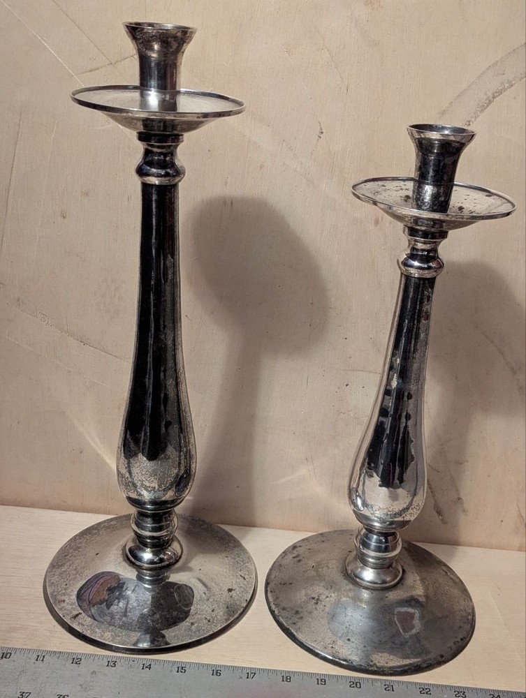 Impressive Massive Silver Plated HEAVY Candlestick Pair