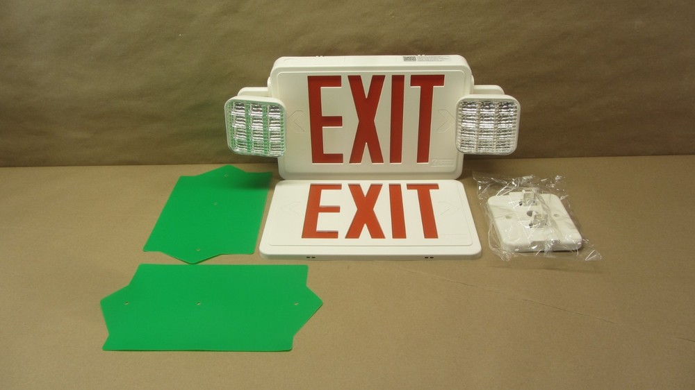 Lithonia Lighting Basics LED Exit Sign/Emergency Light Combo, 2-Head Fixture