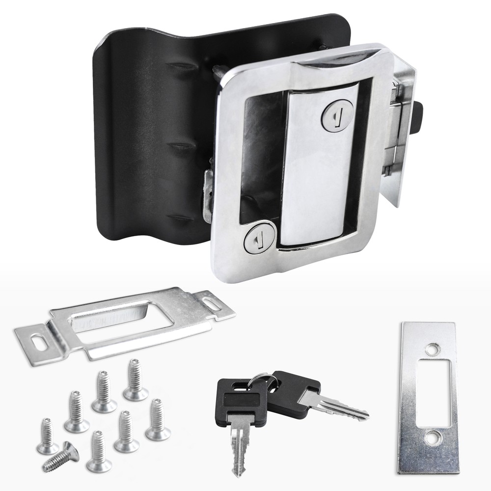 Chrome RV Paddle Entry Door Lock Latch | Handle Knob | Deadbolt Lock | Camper