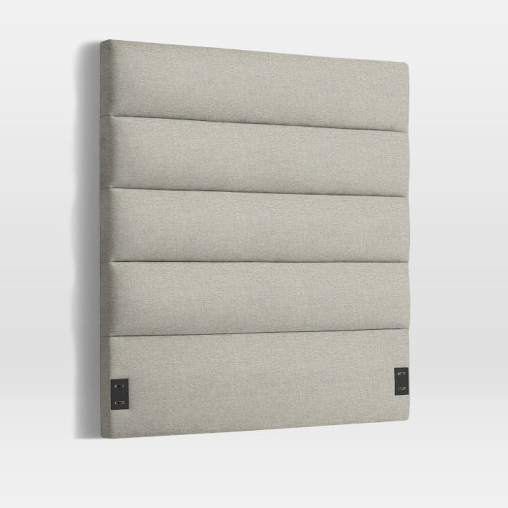 west elm panel tufted headboard, king, pebble weave, no mounting hardware