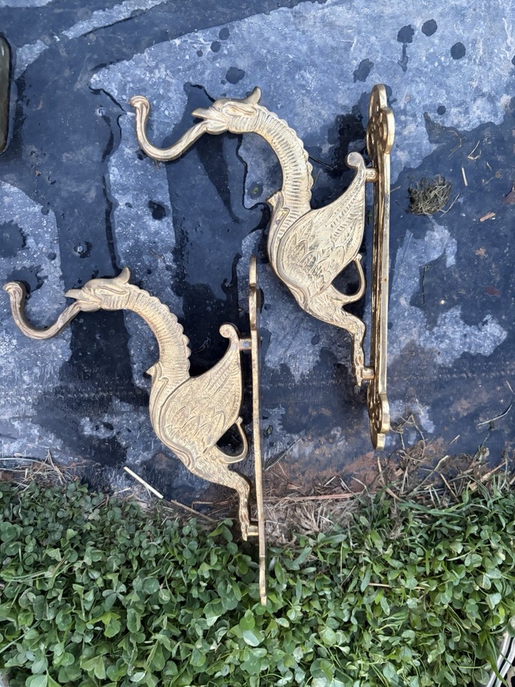 Ornate Cast Brass Phoenix Coat Hangers