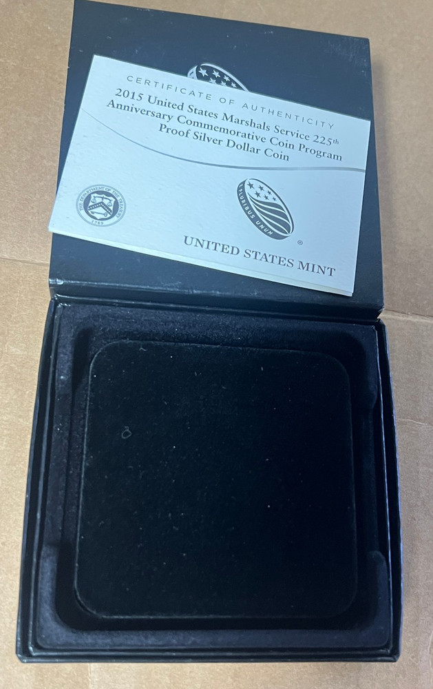 2015 P US Marshall Service US Mint Commerative Proof Silver Dollar Box & COA