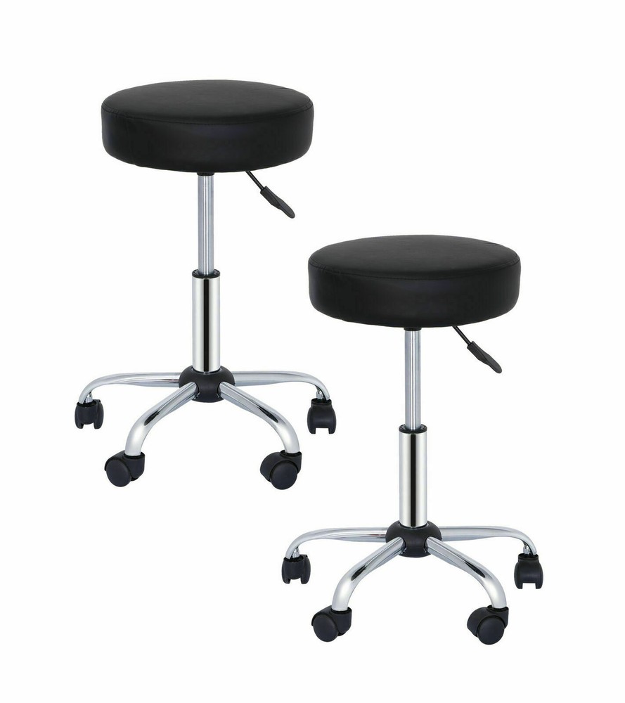 2X Adjustable Height Salon Stool Backless Spa Chairs Massage Stools Swivel Black