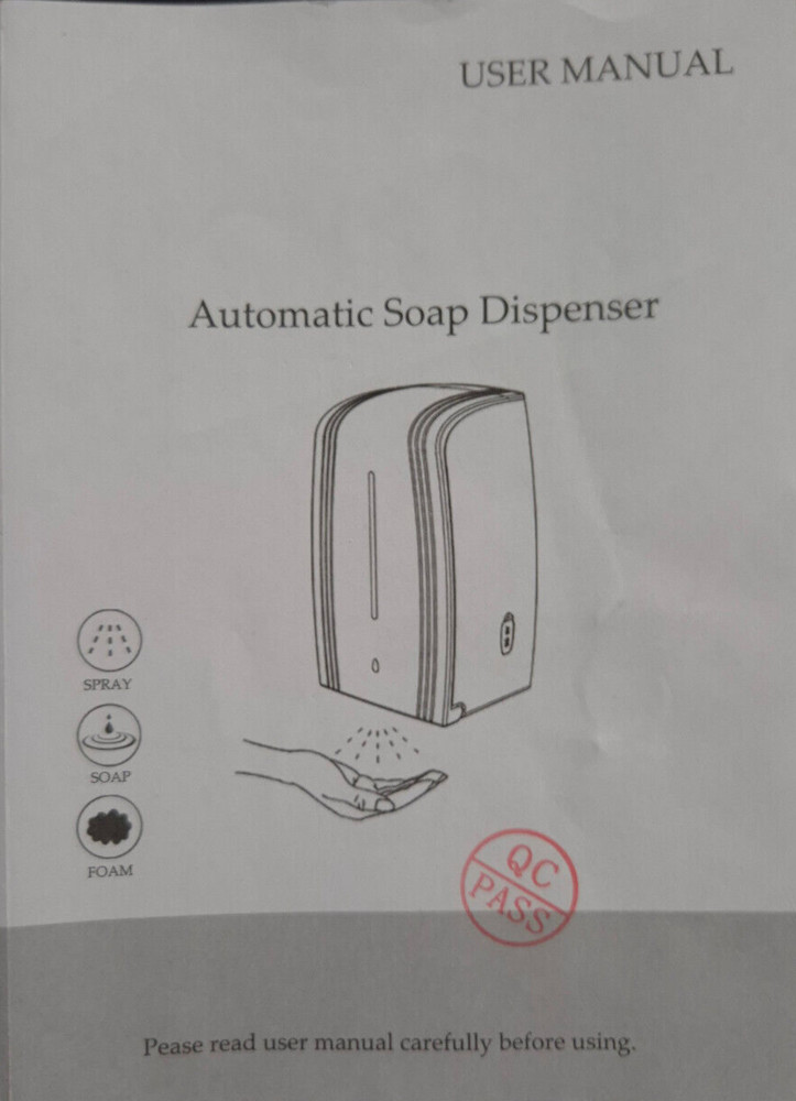 Automatic Soap Dispenser InfraRed 1000ml Liquid Soap Contactless Wall Mounted