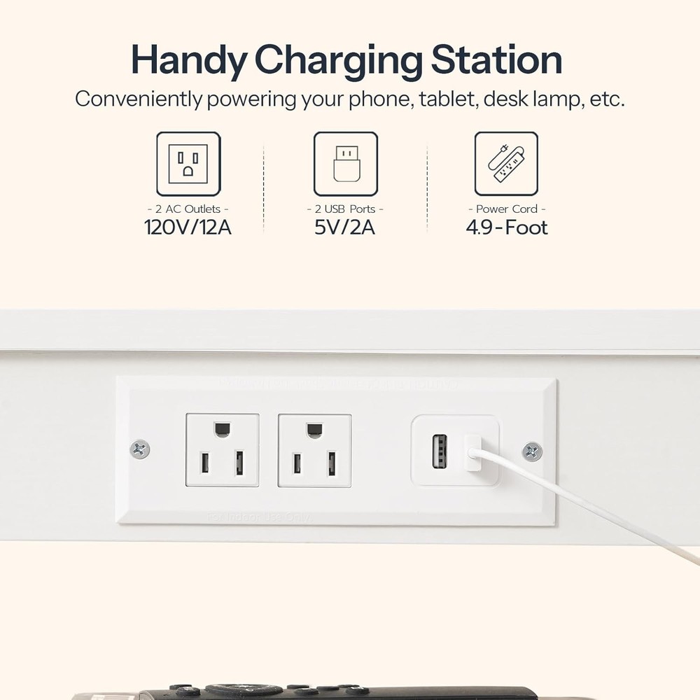 Side Table W/ Charging Station & USB Port Small End Table Small Space 3-Tier