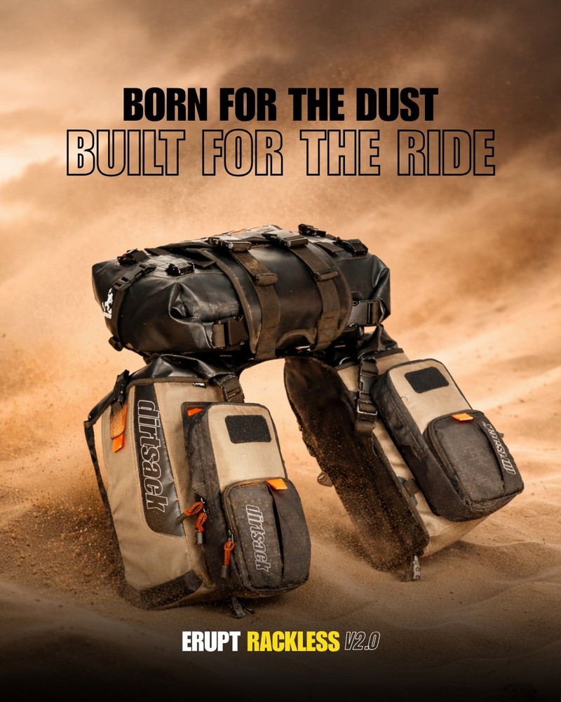 Dirtsack Erupt Rackless Soft Luggage ADV 2 x 24L Sandstorm & Black Regular Width