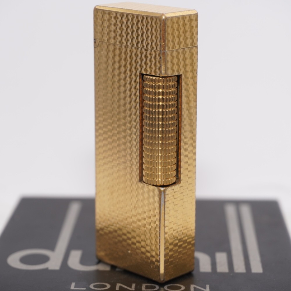 Dunhill Lighter Gold plate Basket Check Pattern_Ultrasonically cleaned_Working