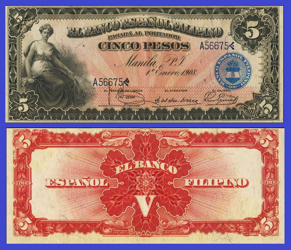 Philippines  Filipina 5 pesos 1908 /   Copy