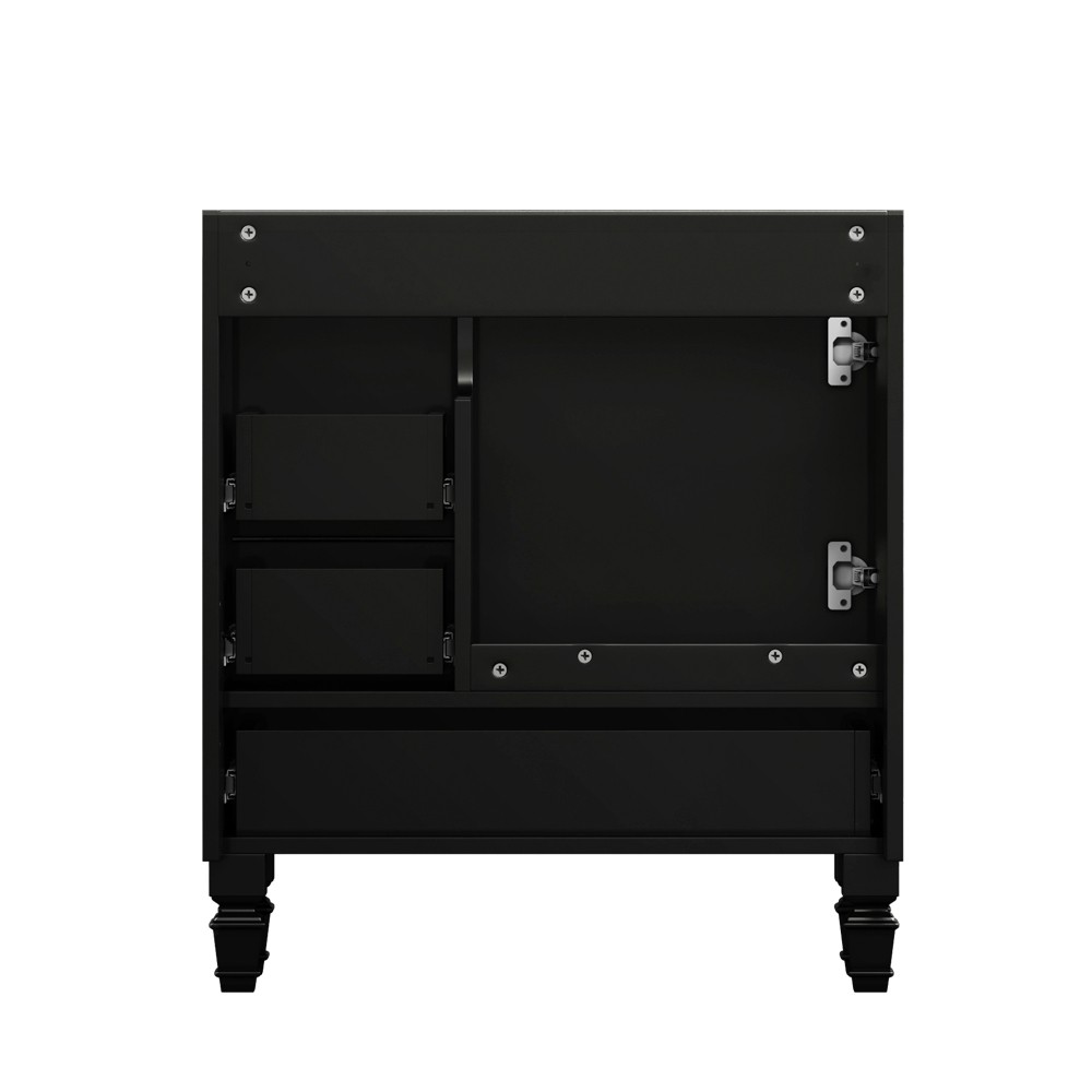 30" Black Bathroom Vanity w/ Soft Close Doors & 3 Drawers