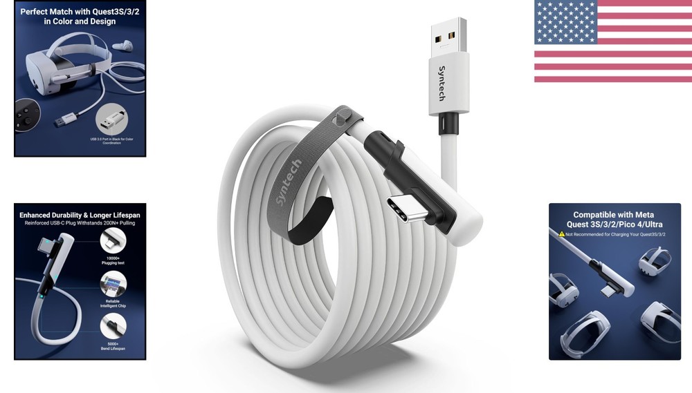 Durable 16FT Link Cable for Oculus/Quest 3/2 & SteamVR - Reliable Performance